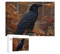 Raven Stand on Stone Fence Wooden Jigsaw Puzzles for Adults Intelligent Games Home Decor Artwork for Home Office