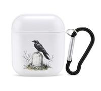 Raven Standing on Tombstone Earbuds Case for Airpods 1 2 Accessories Hard Earphones Cover with Keychain