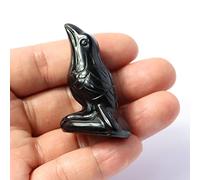 Raven Statue Natural Stone Black Obsidian Crow Sculpture Ornament Crystal Bird Figurine Creative Decoration,1 PCS
