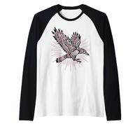 Raven & Sun Native American Indian Tribal Pacific Northwest Raglan Baseball Tee
