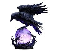 Raven Table Lamp, Violet Fantasy Mysterious Artistic Desktop Decor, Bedside Glowing Orb Sculpture, for Living Room Home Dorm Apartment Nightstand