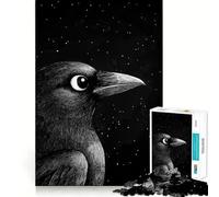 Raven Under Night Sky Jigsaw Puzzles for Adults1000 Piece Brain Teaser Home Leisure Image Assembly Birthday Gift (38x52cm)