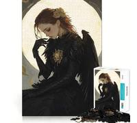 Raven Winged Woman Jigsaw Puzzle for Adults 1000 Pieces Memory Boost Group Play Pattern Assembly Xmas Surprise (38x52cm)