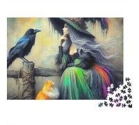 Raven Witch 1000 Piece Jigsaw Puzzle For Adults Educational Games Stress Relief Puzzle Exercise The Memory of The Brain for Men, Women, Elders, Seniors 500pcs (52x38cm)