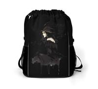 Raven Witch Halloween Trendy Drawstring Backpack Lightweight Gym Bag with Shoes Compartment Printed String Daypack