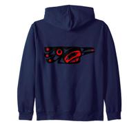 Raven with Berry - Northwest Coast Formline Design Zip Hoodie