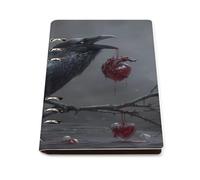Raven with Heart Leather A5 Binder Notebook Refillable Travel Journal with 90 Sheets Personal Planner for Women Men