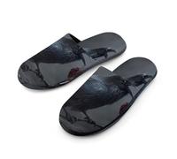 Raven with Heart Men's Cozy Memory Foam Slippers Warm Cotton House Shoes Comfy Slipper for Indoor Outdoor