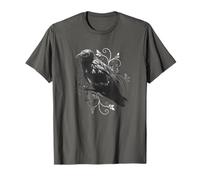 Raven with Ornamental Vines Norse Gothic Mythic Art T-Shirt