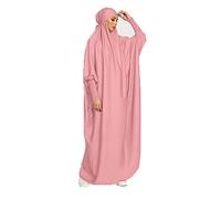 Raven Women's Muslim One Piece Prayer Dress - Abaya Dress Islamic Maxi Abaya Kaftan with Hijab - Full Length Pink