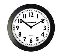 Ravencourt Quartz Analogue Clock ¦ For Schools, Hospitals, Offices And Homes ¦ High Contrast Numbers ¦ Battery Powered ¦ Black Rim With White Face ¦ Large - 60cm face