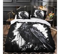 RavenDesign Comforter Cover 3D Design Printed Premium 3 Pcs Bedding Set Zipper black And White Illustration Quilt Cover Super Soft Durable for Kids Girls Boys Adults Women Teens King（220x240cm）