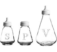 Ravenhead Essentials Salt Pepper & Vinegar Pots - Serving Bottle - Shaker Cap Top - Clear - Pack of 3