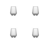 Ravenhead Luxe Set of 4 Hiball Glasses | 400ml Recycled Glass with Fluted Embossed Design | 40cl Elegant Tumbler Glass Set for Water, Cocktails & Soft Drinks, Dishwasher Safe
