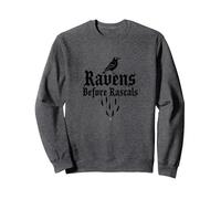 Ravens Before Rascals: Mystical Corvid Gothic Art Sweatshirt, Adult Unisex, Dark Heather Grey, S