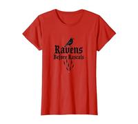 Ravens Before Rascals: Mystical Corvid Gothic Art T-Shirt, Women, Red, 3XL
