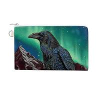 Ravens Borealis Night Sky Canvas Coin Purse Wallet Portable Change Pouch Mini Organizer Bag