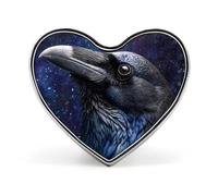Ravens Feathers Galaxy Starry Sky Heart Shaped Enamel Brooch Pin Button Badges Decoration Hat Clothing Bag Accessories Gift Crafts