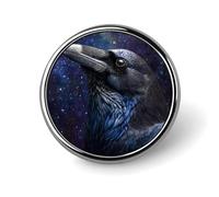 Ravens Feathers Galaxy Starry Sky Round Enamel Brooch Pin Button Badges Decoration Hat Clothing Bag Accessories Gift Crafts