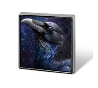 Ravens Feathers Galaxy Starry Sky Square Enamel Brooch Pin Button Badges Decoration Hat Clothing Bag Accessories Gift Crafts