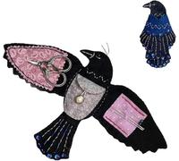 Ravens Keepsake - Guardian of Stitches, Luna Crow Sewing Case, Handmade Felt Sewing Kit Organizer with Scissor Pocket, Pin Cushion Wings, Needle Book Gift for Craft Lover Mom and Women (Pink)