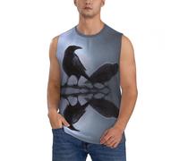Ravens Men's Sleeveless T-Shirt,All Over Print Breathable Mesh Fabric,Comfortable Stylish Loose Fit Vest, Casual Gym Wear Black
