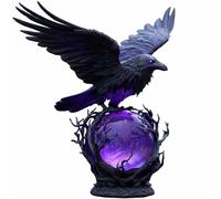 Raven's Moonlight Gothic LED Lamp - Mysterious Crow on Glowing Orb Sculpture, Fantasy Home Decor, Unique Gifts for Gothic Collectors, Halloween Enthusiasts and Book Lovers(#a)