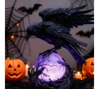 Raven's Moonlight LED Lamp | Violet Fantasy Mysterious Artistic Desktop Decor | Glowing Orb Raven Lamp for Gothic Collectors for Living Room Home