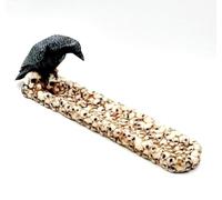 Raven's Perch: 10-inch Stalking Prey Skull Incense Burner - Intricate Hand-Painted Figurine with Functional Incense Holder
