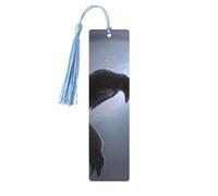 Ravens Print 5pcs Wooden Bookmarks with Tassels, Reading Page Markers Book Marks, Gifts for Men Women