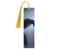 Ravens Print 5pcs Wooden Bookmarks with Tassels, Reading Page Markers Book Marks, Gifts for Men Women