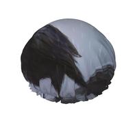 Ravens Print Shower Cap, Lined Shower Cap For Women Reusable, Double Layer Waterproof Bath Cap