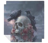 Ravens Skull Soft Table Napkin Reusable Cloth Napkins Square Serviettes for Weddings Parties Hotel Restaurant