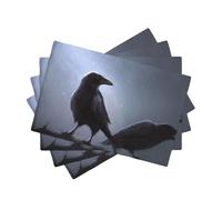 Ravens Style Linen-Look Placemats Set of 4 PCS, 45x30cm Heat Resistant Double Layer Washable Table Mats for Dining Table, Daily Meals & Outdoor Picnic