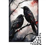 Ravens Tree Branch Jigsaw Puzzle for Adults 1000 Piece Jigsaw Puzzle Night Scene Relaxation Gift 38x26cm/1000pcs