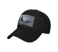 Ravens Unisex Cotton Baseball Cap,Curved Classic Hat with Front Print Design,Breathable Twill Cap with Adjustable Metal Buckle Black