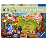 Ravensburger 100 Piece Extra Large Seaside Window View Jigsaw Puzzle for Adults & Kids - Feel Well & Puzzle Range, Coastal Seaside Scene with Lighthouse, Dog & Flowers, Includes Puzzle Board & Poster
