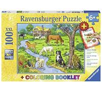 Ravensburger 100-Piece Jigsaw Puzzle with Farm Animals and Coloring Pages