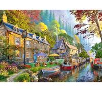 Ravensburger 1000 Piece Jigsaw Puzzle - Down the Lane No. 6 Canal Side Lane by Dominic Davidson - Countryside Pub & Canal Scene Puzzle for Adults