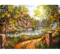 Ravensburger 12000218 - Cottage by the river - 500 pieces jigsaw puzzle - Puzzle for adults and kids age 12 years up,