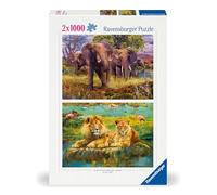 Ravensburger 12000340 - African Animals - 2x 1000 pieces jigsaw puzzle - Puzzle for adults and kids age 14 years up, animal puzzle