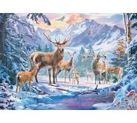 Ravensburger 12000888 - Deer and stags in winter - 1000 pieces jigsaw puzzle - Puzzle for adults and kids age 14 years up, winter jigsaw
