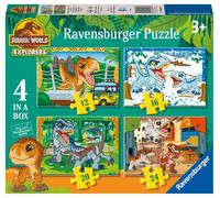 Ravensburger Jurassic World Toys (Explorers) 4 in a Box Jigsaw Puzzles for Kids Age 3 Years Up - 12, 16, 20, 24 Pieces