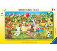 Ravensburger 12004042 Children's Puzzle-12004042 Animal Birthday Party Frame Puzzle for Children from 3 Years, with 15 Pieces