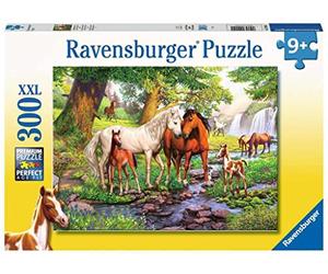 Ravensburger 12904 Animals Wild Children's Puzzle, 12904 Wild Horses on the River, Horse Puzzle for Children from 9 Years, with 300 Pieces in XXL Format, Yellow, 19 x 14 cm