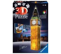 Ravensburger 3D Light-Up Big Ben 216-Piece 3D Puzzle, Multicolored, All Ages, 1 Count, 18 x 44 x 18 cm