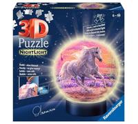 Ravensburger 3D Puzzle 11843 Night Light Puzzle Ball Horses on the Beach 72 Pieces from 6 Years LED Bedside Lamp with Clapping Mechanism