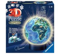 Ravensburger 3D Puzzle Earth in Night Design Night Light 11844 Puzzle Ball 72 Pieces for Globe Fans from 6 Years