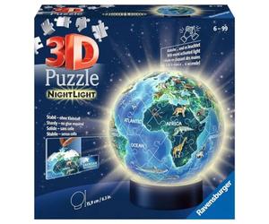 Ravensburger 3D Puzzle Earth in Night Design Night Light 11844 Puzzle Ball 72 Pieces for Globe Fans from 6 Years