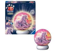 Ravensburger 3D Puzzle Nachtlicht Pferde am Strand - Puzzle-Ball mit LED Nachtlicht als Nachttischlampe für Kinder ab 6 Jahren